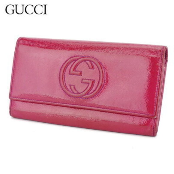Gucci long Wallet interlocking pink patent leather - Picture 1 of 6